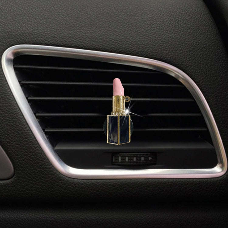 2pcs/Set Lipstick Diamond-Encrusted Car Air Vent Aroma Diffuser Clip(Pink)