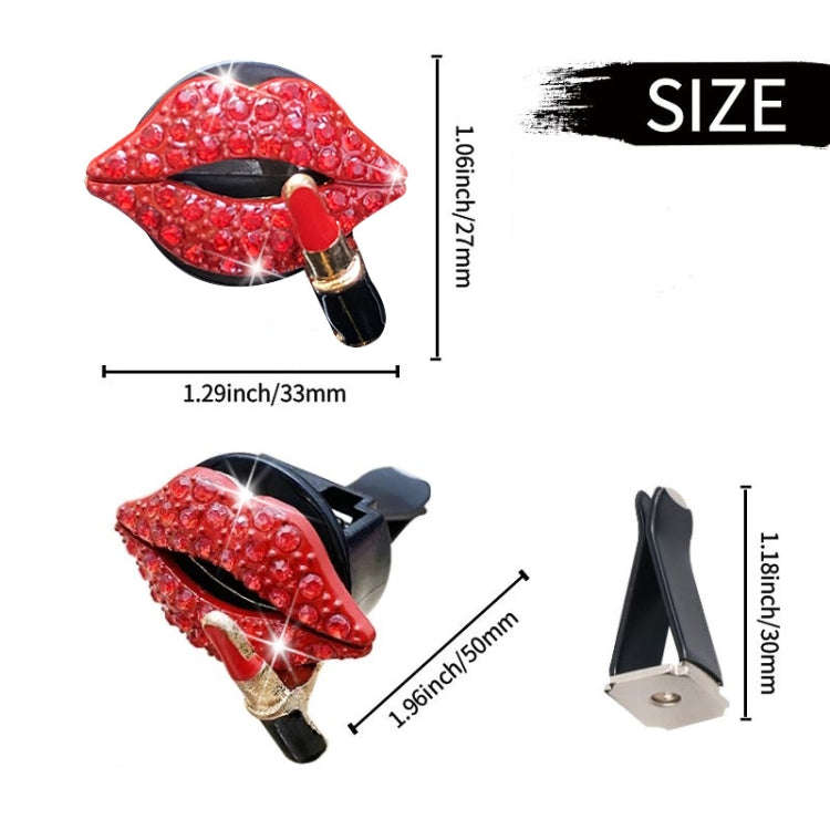 2pcs/Set Lipstick Diamond-Encrusted Car Air Vent Aroma Diffuser Clip(Red)