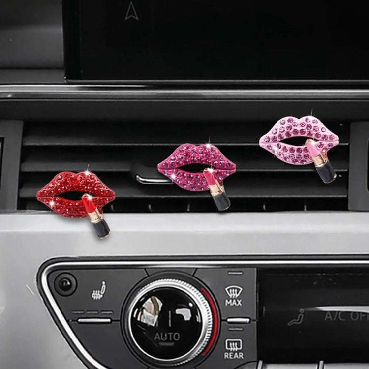2pcs/Set Lipstick Diamond-Encrusted Car Air Vent Aroma Diffuser Clip(Red)