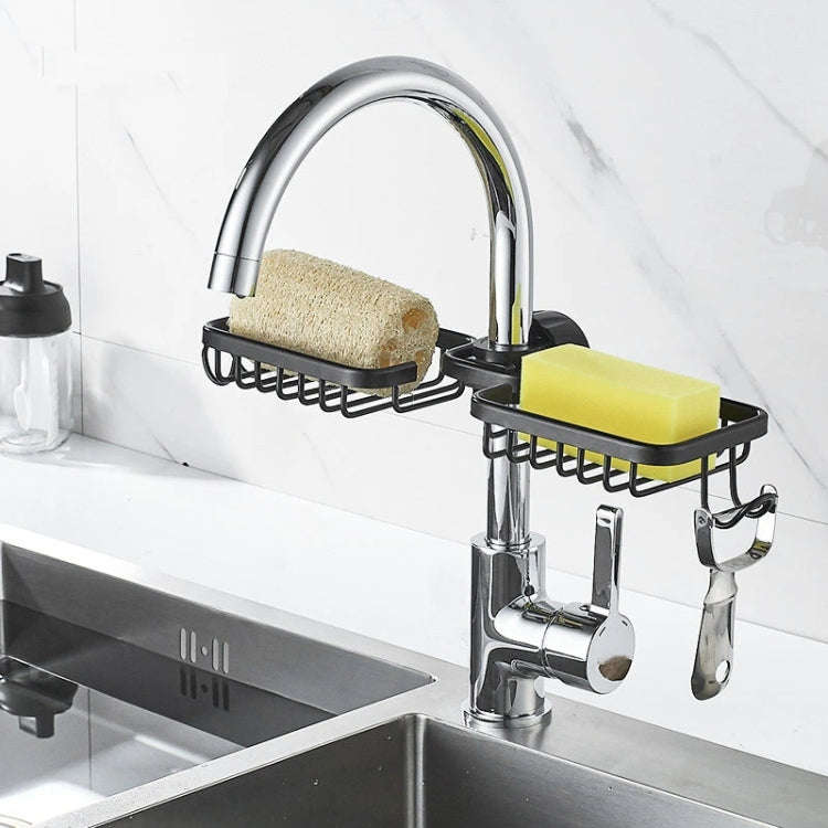 Kitchen Faucet Shelf No-Punch Sink Rag Drainage Basket Sponge Drainage Storage Rack, Style: A Silver