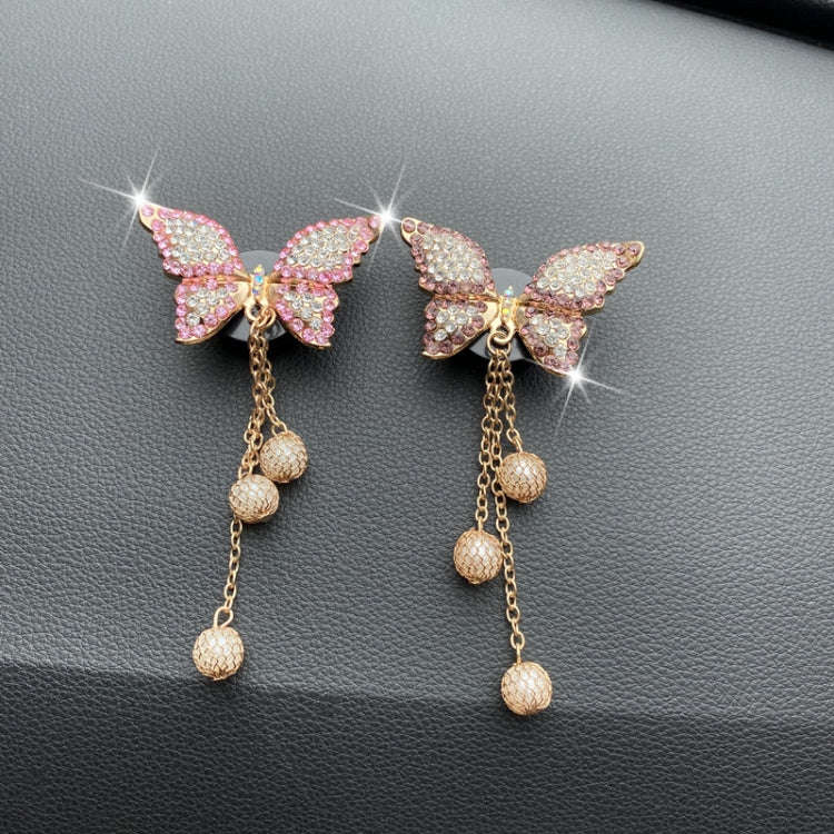 Butterfly Tassel Pearl Diamond Car Air Vent Aromatherapy Clip(Purple)
