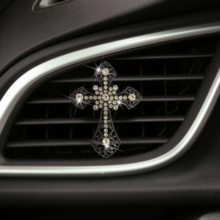 Metal Cross Car Air Outlet Decorative Aromatherapy Clip(Black)