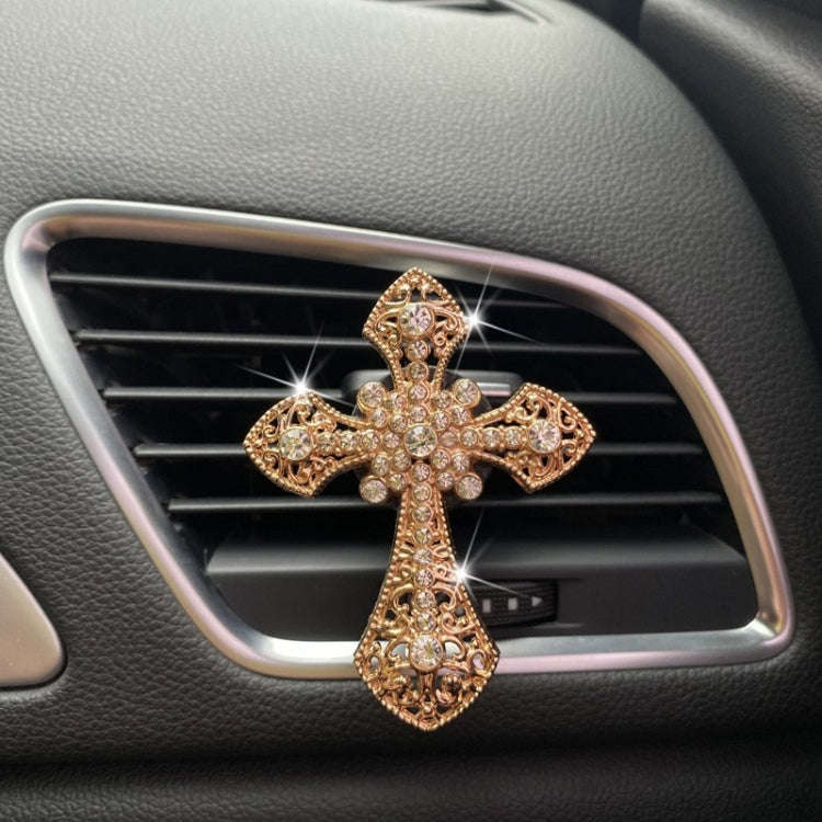 Metal Cross Car Air Outlet Decorative Aromatherapy Clip(Gold)