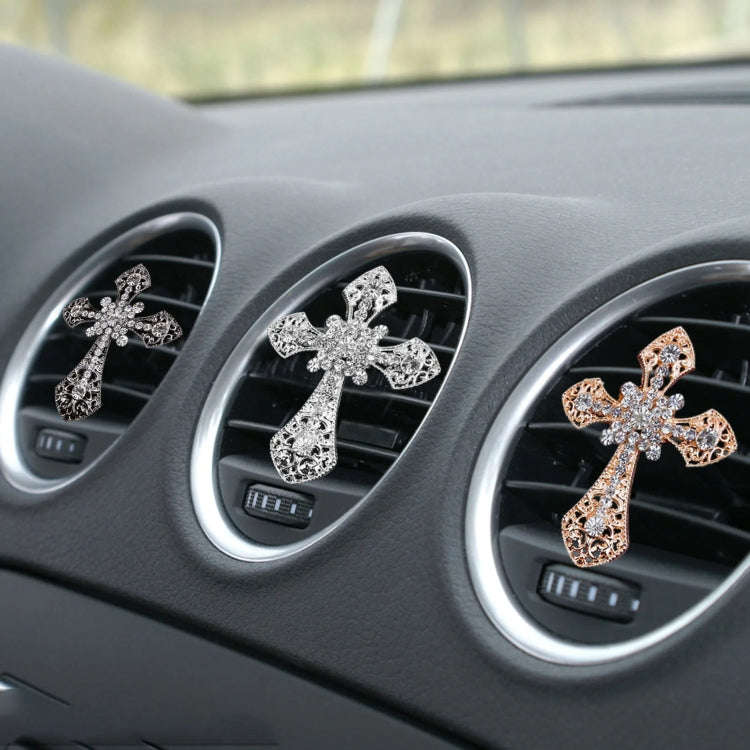 Metal Cross Car Air Outlet Decorative Aromatherapy Clip(Gold)