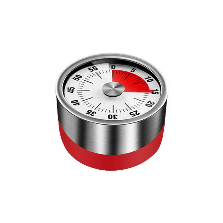 Kitchen Stainless Steel Mechanical Timer Student Time Management Reminder Baking Alarm Clock(Red)