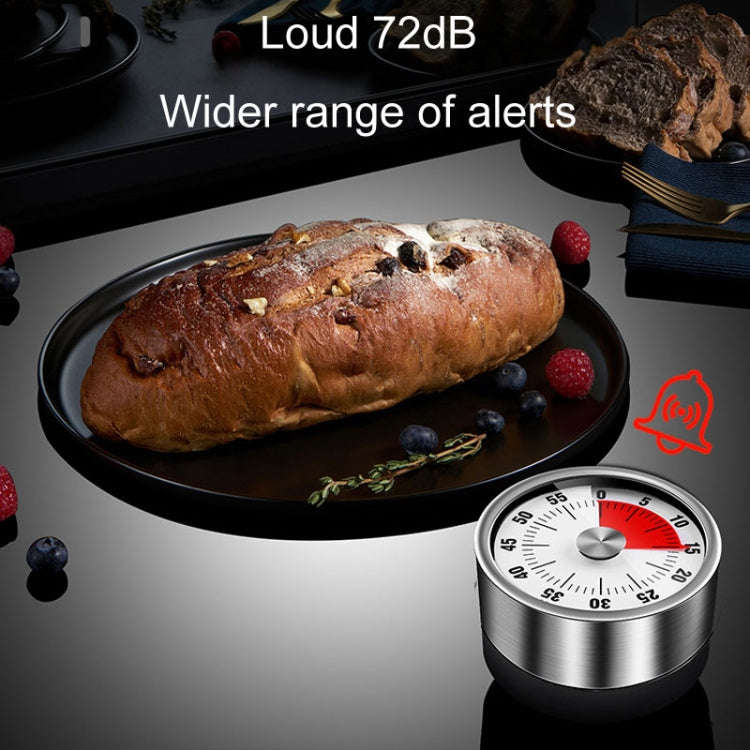 Kitchen Stainless Steel Mechanical Timer Student Time Management Reminder Baking Alarm Clock(Black)