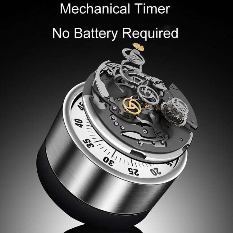 Kitchen Stainless Steel Mechanical Timer Student Time Management Reminder Baking Alarm Clock(Black)