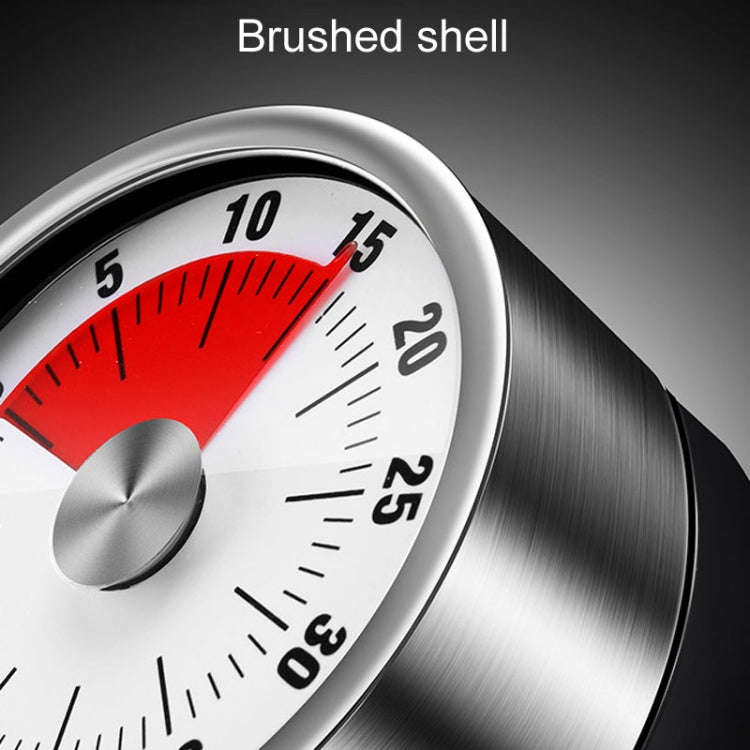Kitchen Stainless Steel Mechanical Timer Student Time Management Reminder Baking Alarm Clock(White)