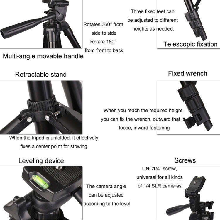 Portable Aluminum DSLR Camera Live Tripod Photography Retractable Landing Bracket, Specification:...