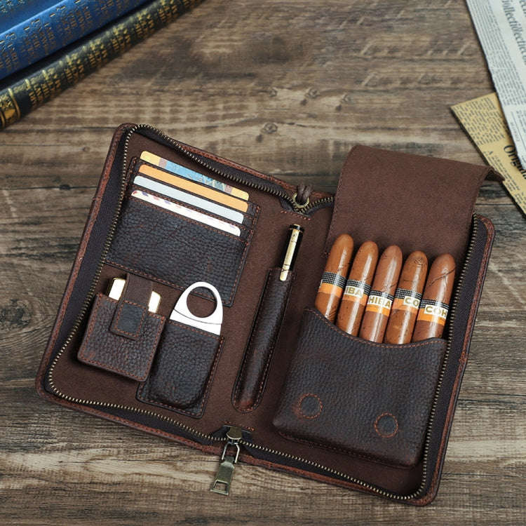 CONTACTS FAMILY CF5009 Genuine Leather Multifunctional Travel Convenient Cigar Box with Wrist Str...