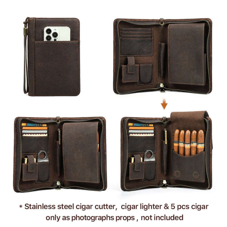 CONTACTS FAMILY CF5009 Genuine Leather Multifunctional Travel Convenient Cigar Box with Wrist Str...