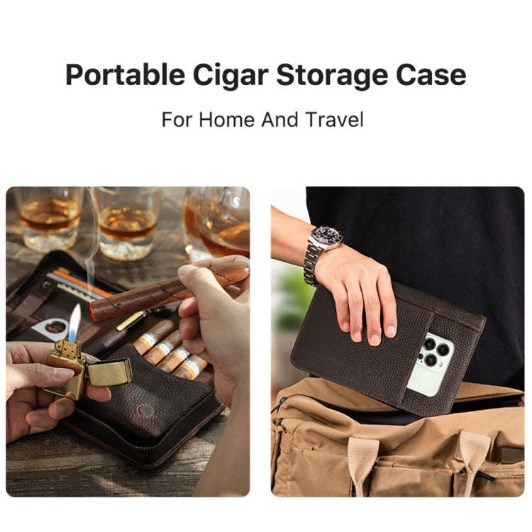 CONTACTS FAMILY CF5009 Genuine Leather Multifunctional Travel Convenient Cigar Box with Wrist Str...