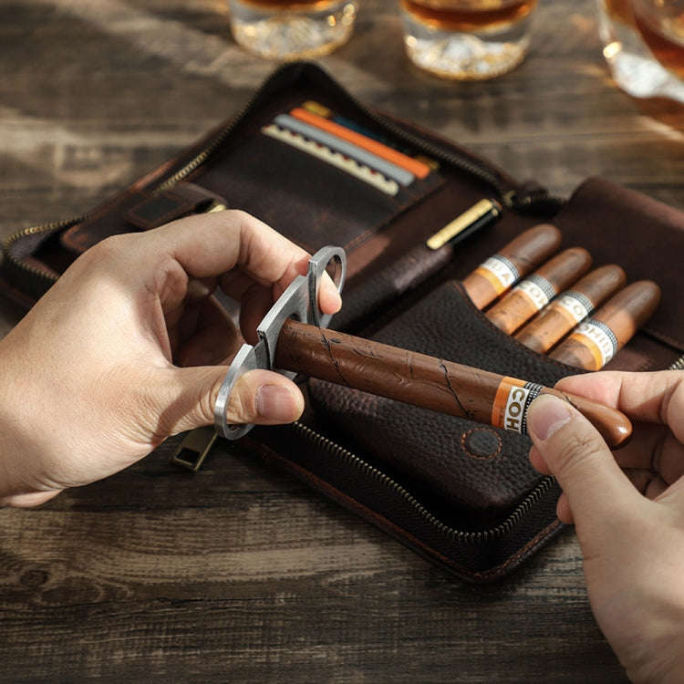 CONTACTS FAMILY CF5009 Genuine Leather Multifunctional Travel Convenient Cigar Box with Wrist Str...
