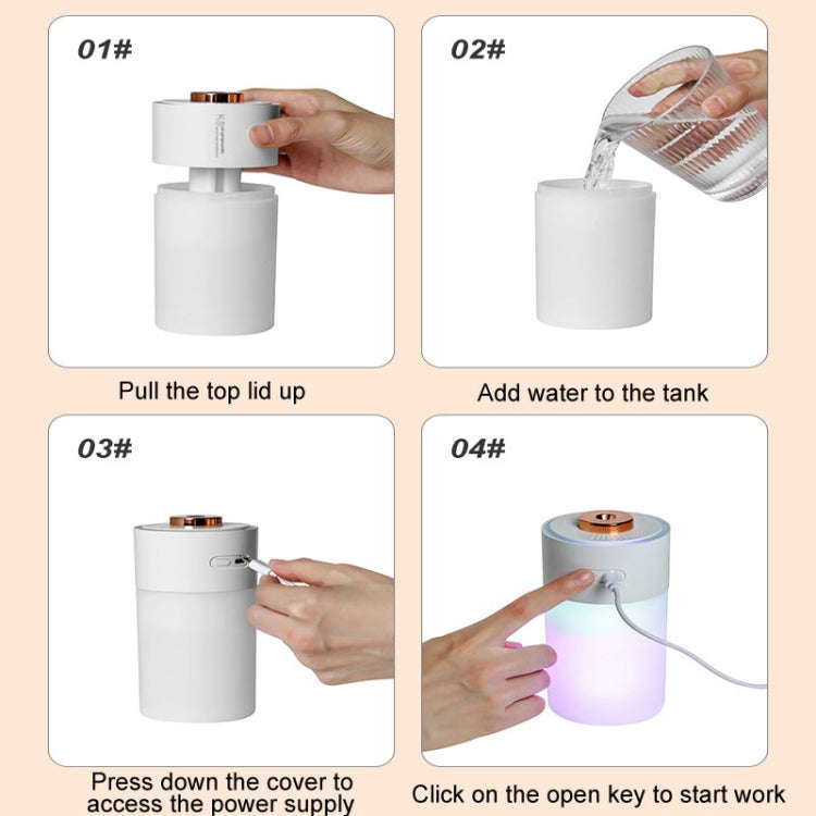 USB Colorful Cup Humidifier Home Car Ambient Light Desktop Air Purifier(White)