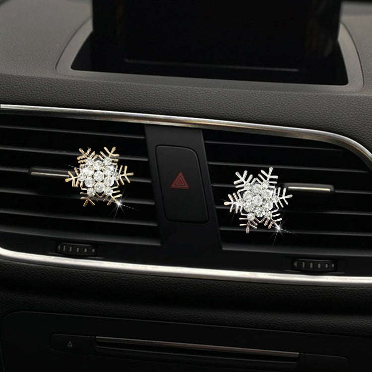 Rhinestone Metal Snowflake Car Air Vent Aromatherapy Decorative Clip(Gold)