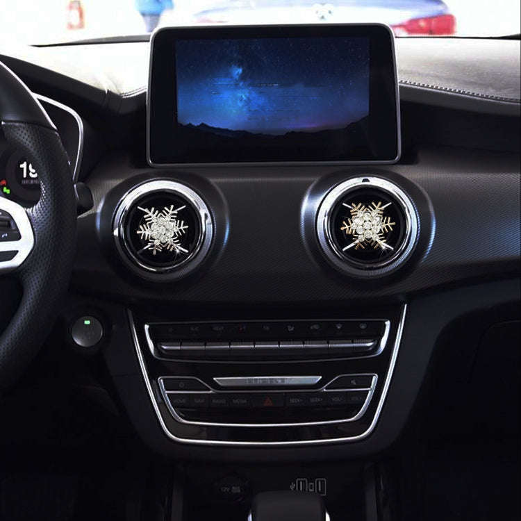 Rhinestone Metal Snowflake Car Air Vent Aromatherapy Decorative Clip(Gold)