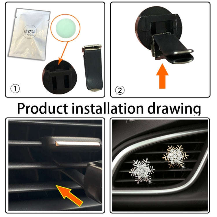 Rhinestone Metal Snowflake Car Air Vent Aromatherapy Decorative Clip(Gold)