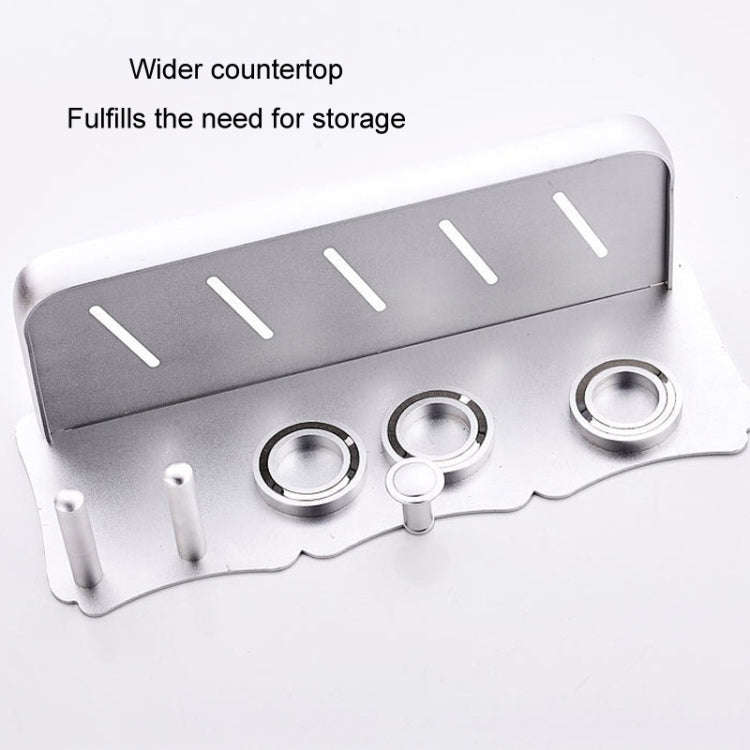 Wall Mounted Hair Dryer Holder Hole-Free Bathroom Space Aluminum Multifunctional Shelf, Style: La...