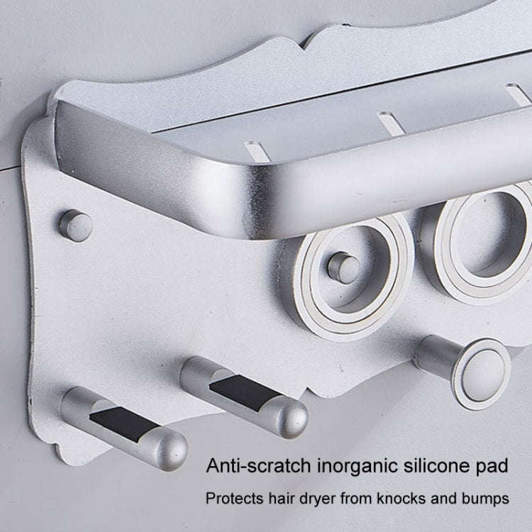 Wall Mounted Hair Dryer Holder Hole-Free Bathroom Space Aluminum Multifunctional Shelf, Style: Si...
