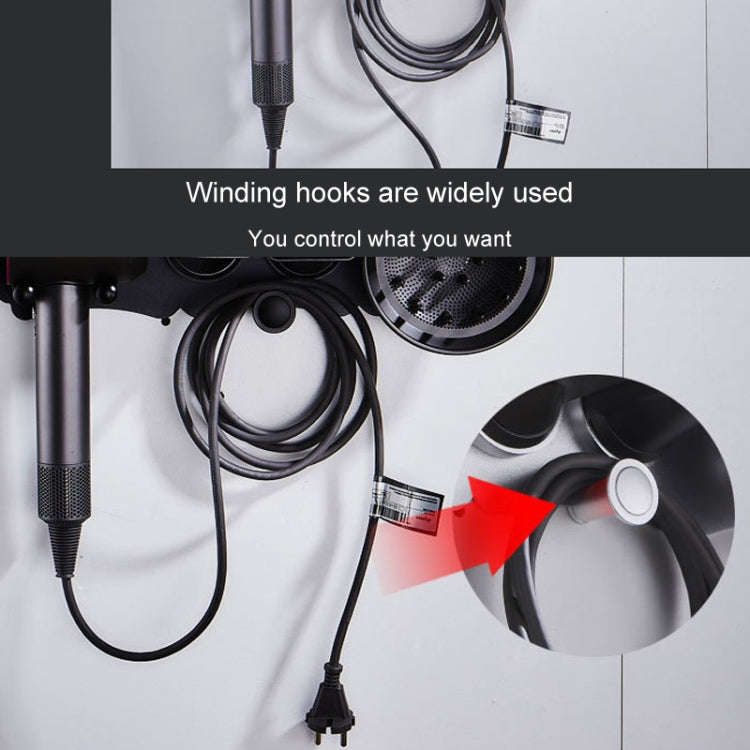 Wall Mounted Hair Dryer Holder Hole-Free Bathroom Space Aluminum Multifunctional Shelf, Style: La...
