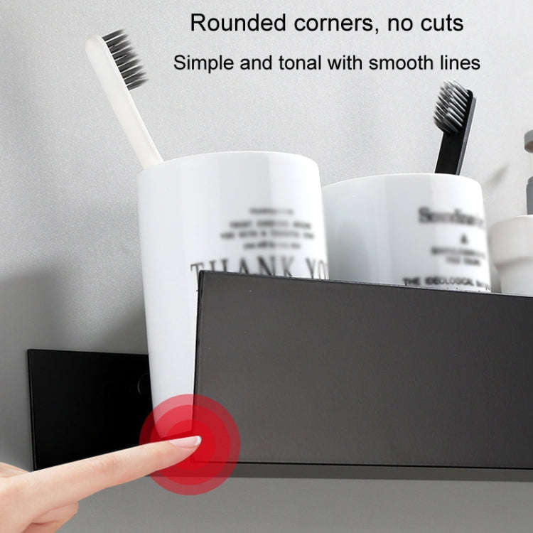 No-Punch Bathroom Shelf Washstand Convenient Storage Rack, Specification: 50cm Black Paint