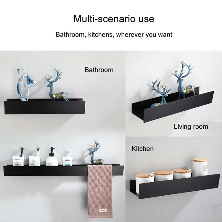 No-Punch Bathroom Shelf Washstand Convenient Storage Rack, Specification: 50cm Black Paint