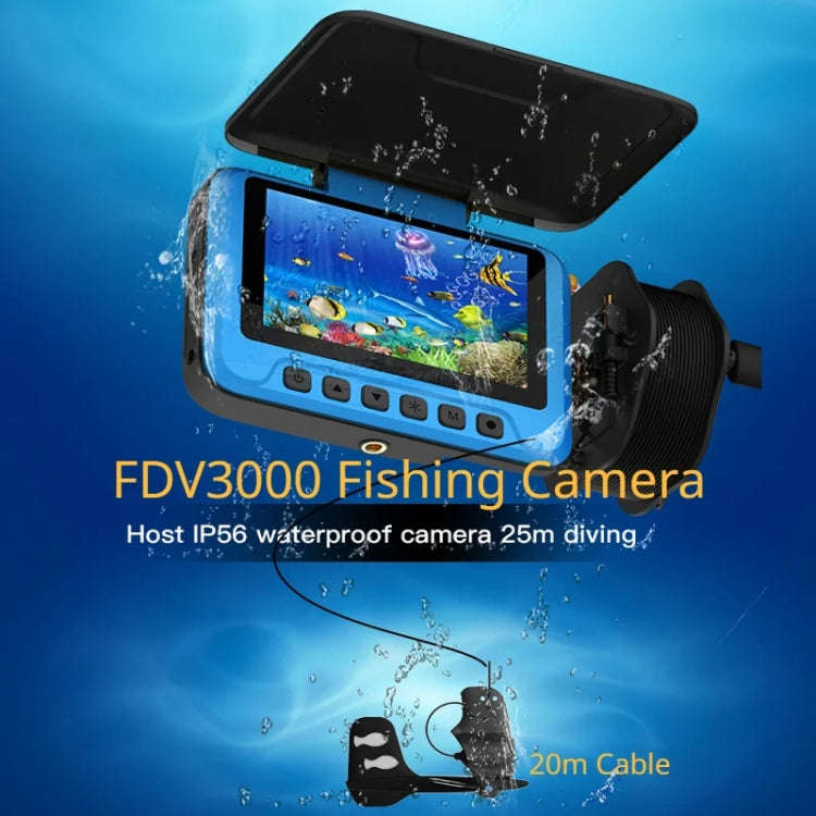 FDV3000 Fish Finder Camera Underwater Monitoring Fishing Sonar Sensor 4.3 Inch Display LED Digita...