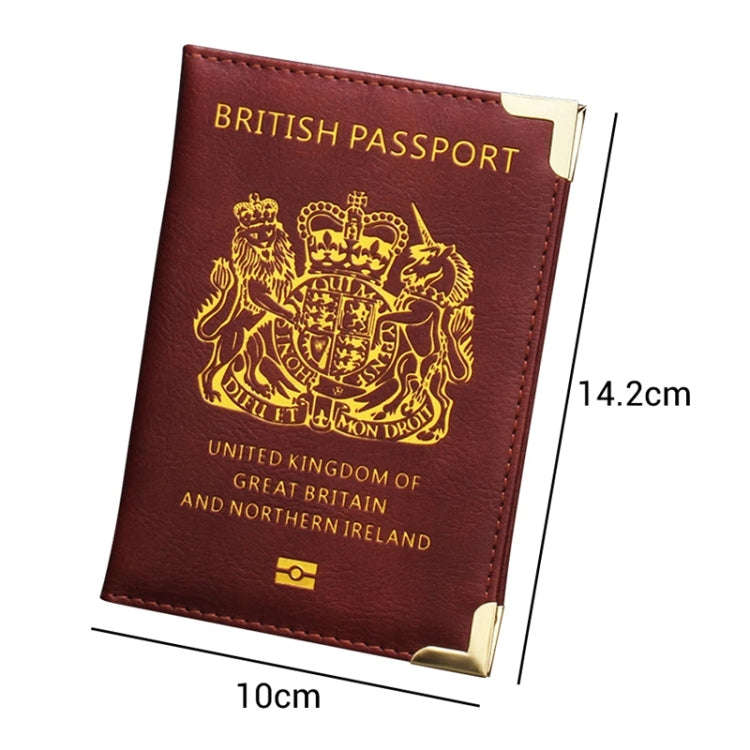 British Passport Case Leather Metal Feet Passport Protection Cover(Pink)