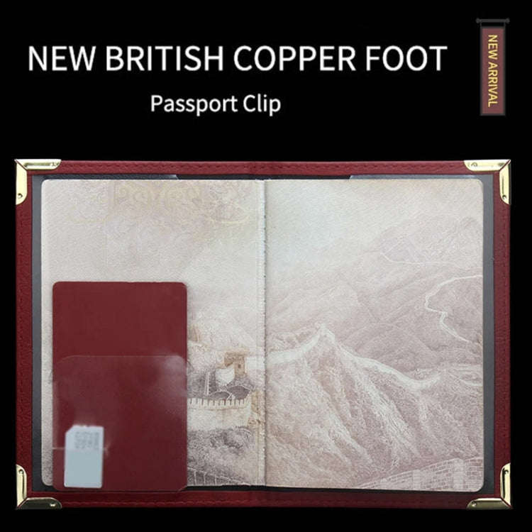 British Passport Case Leather Metal Feet Passport Protection Cover(Black)
