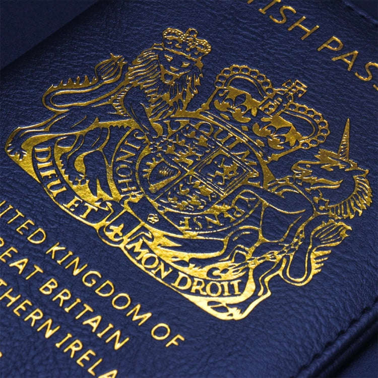 British Passport Case Leather Metal Feet Passport Protection Cover(Pink)