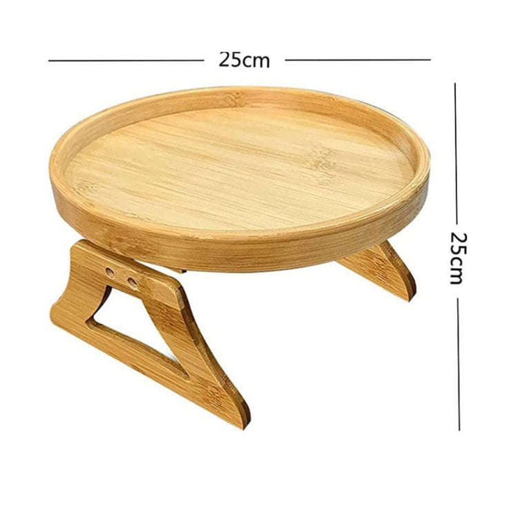 25cm Foldable Sofa Round Tray Home Couch Armrest Pallet, Style: Pine Wood