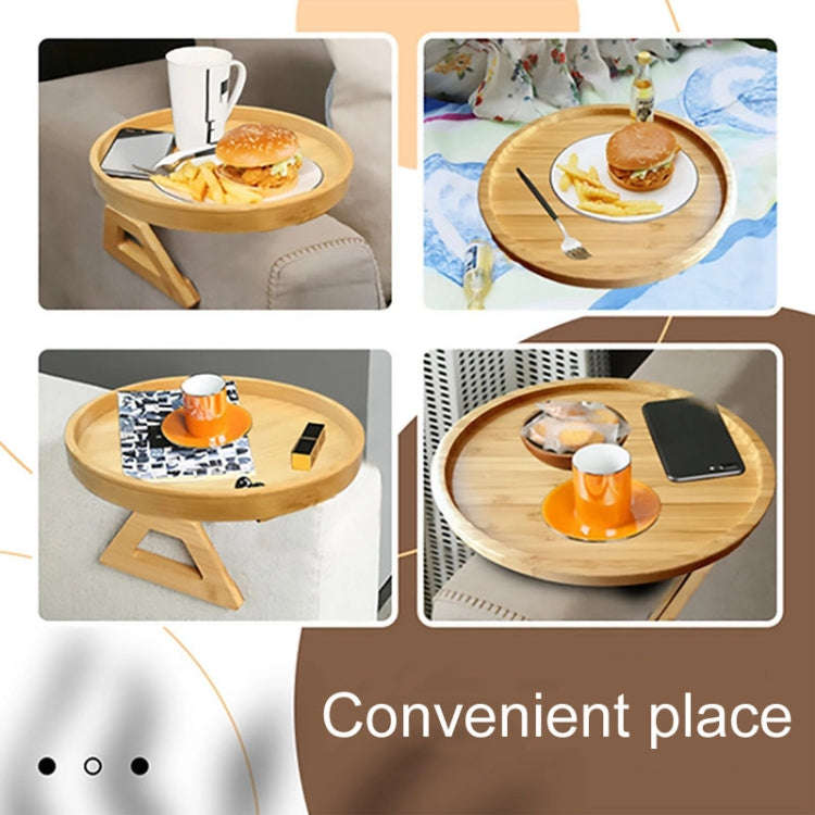 25cm Foldable Sofa Round Tray Home Couch Armrest Pallet, Style: Pine Wood