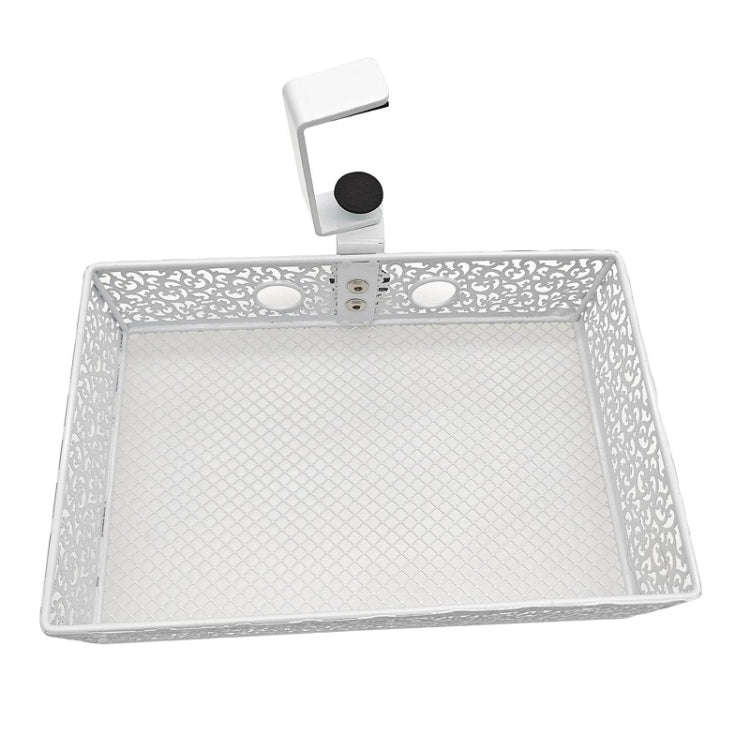 Hidden Under Desk Miscellaneous Storage Basket, Color: White Rotating