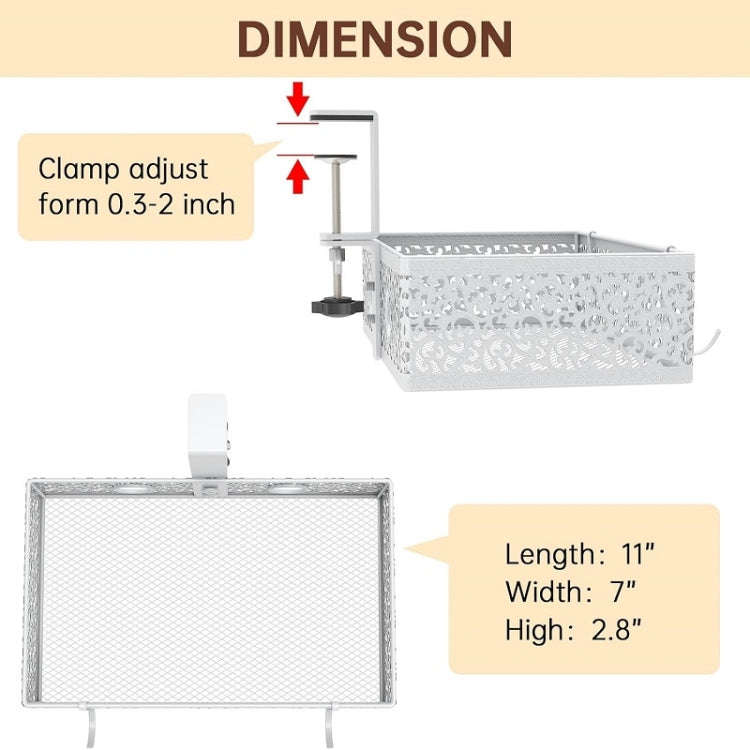 Hidden Under Desk Miscellaneous Storage Basket, Color: White Rotating