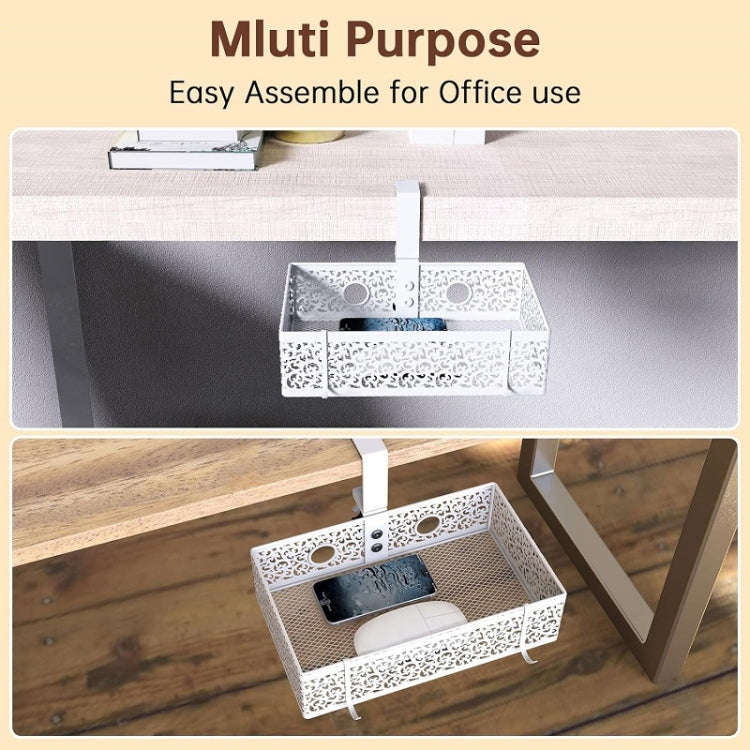 Hidden Under Desk Miscellaneous Storage Basket, Color: Black Rotating