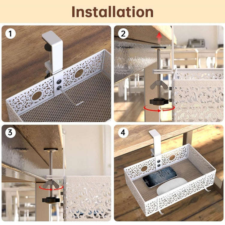 Hidden Under Desk Miscellaneous Storage Basket, Color: Black Rotating