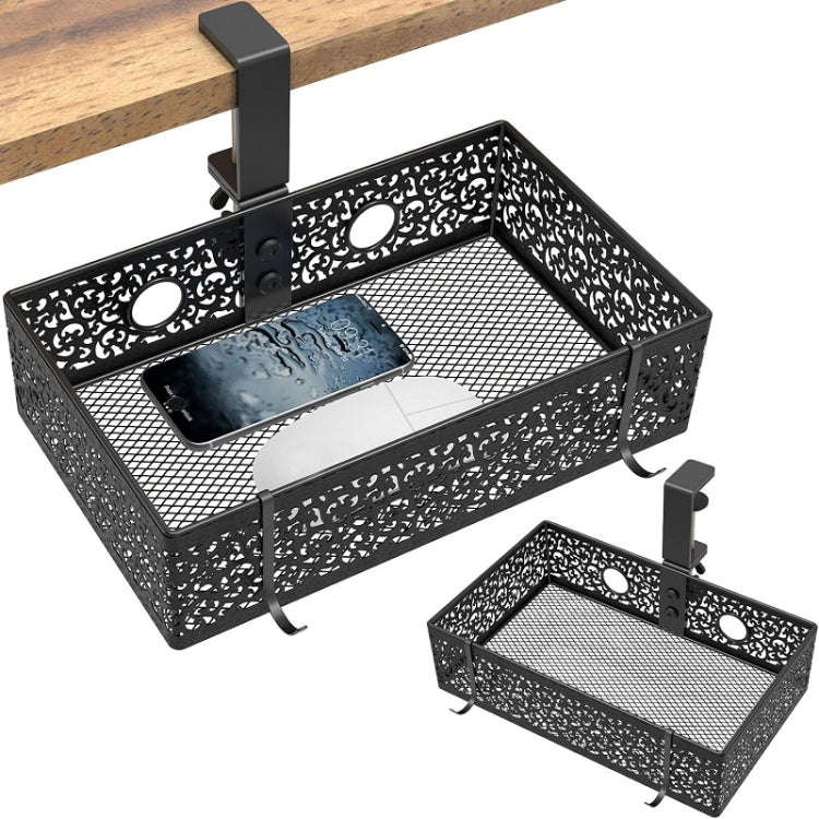 Hidden Under Desk Miscellaneous Storage Basket, Color: Black Rotating