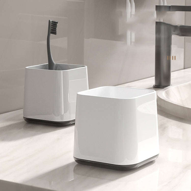Hotel Toothbrush Rack With Double Cup Desktop Wall Mounted Toothpaste Holder(Pure White)
