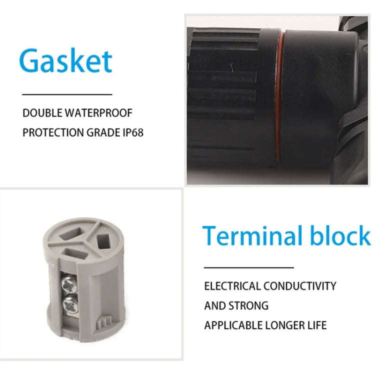 Outdoor T-Wire Terminal Block Three Pole Male And Female Docking Waterproof Connector(Black)