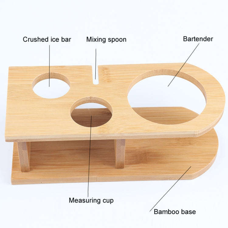 350ml 4 In 1 Stainless Steel Mixer Set With Bamboo Stand Shaker Tools