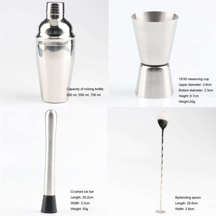750ml 4 In 1 Stainless Steel Mixer Set With Bamboo Stand Shaker Tools