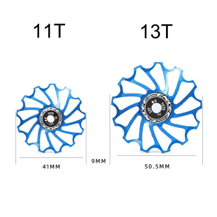 ENLEE Mountain Bicycle Rear Derailleur Guide Wheel Ceramic Bearing Tension Pulley, Size: 11T(Blue)