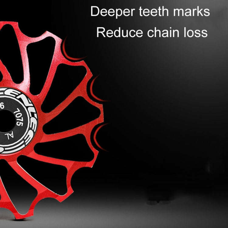 ENLEE Mountain Bicycle Rear Derailleur Guide Wheel Ceramic Bearing Tension Pulley, Size: 11T(Red)