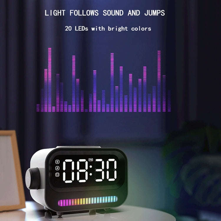 15W 3-In-1 Ambient Light Digital Display Clock Bluetooth Speaker Magnetic Wireless Charger(Black)