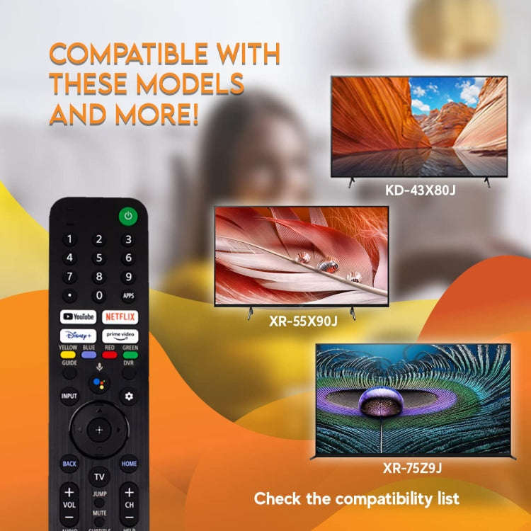 RMF-TX520U Bluetooth Voice Remote Control For Sony Smart TV KD-43X80J KD-43X85J(Black)