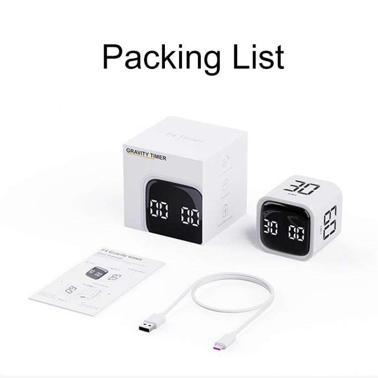 F4 Study Timer Kitchen Cooking Countdown Reminder Multifunctional Digital Alarm Clock(White)