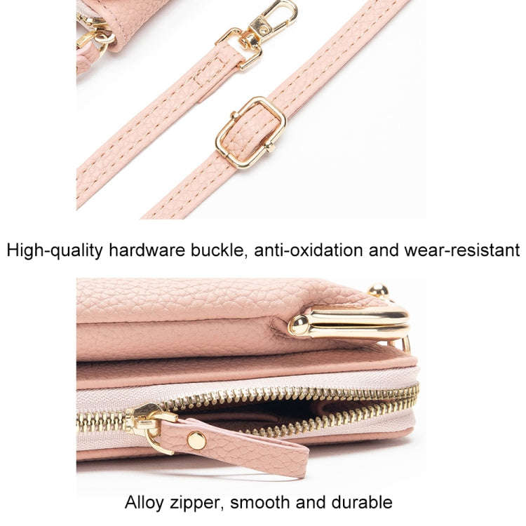 Mini Embroidered Single-shoulder Phone Bag Crossbody Long Ladies Wallet, Color: Black