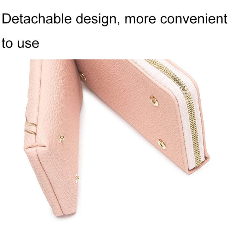 Mini Embroidered Single-shoulder Phone Bag Crossbody Long Ladies Wallet, Color: Black