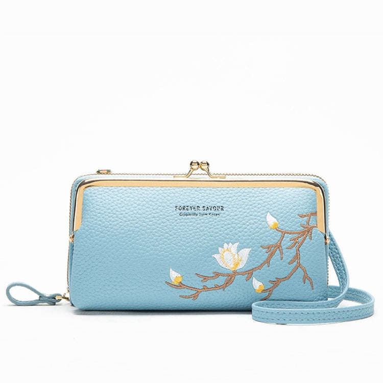 Embroidered Large Capacity Single-shoulder Phone Bag Crossbody Zipper Long Ladies Wallet, Color: ...