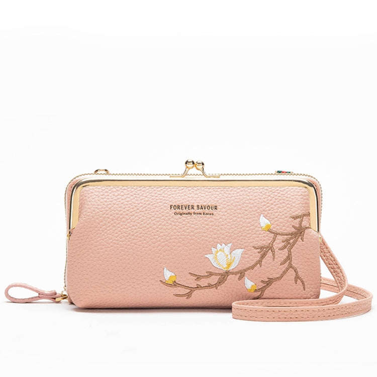 Embroidered Large Capacity Single-shoulder Phone Bag Crossbody Zipper Long Ladies Wallet, Color: ...